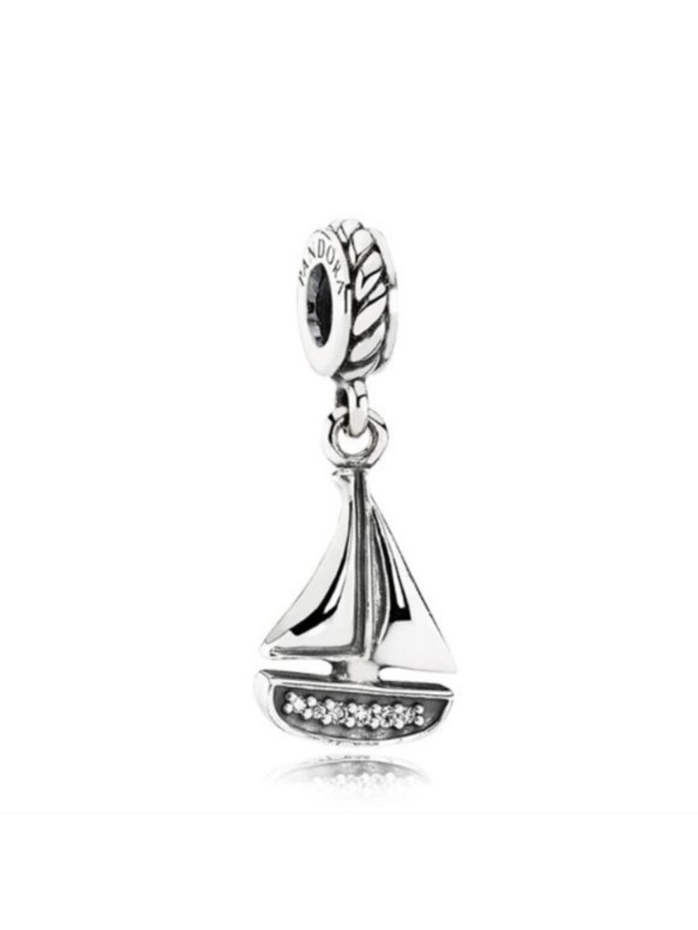 Pandora Sterling Silver Sail Away Sailboat Nautical Bead Charm  791138cz